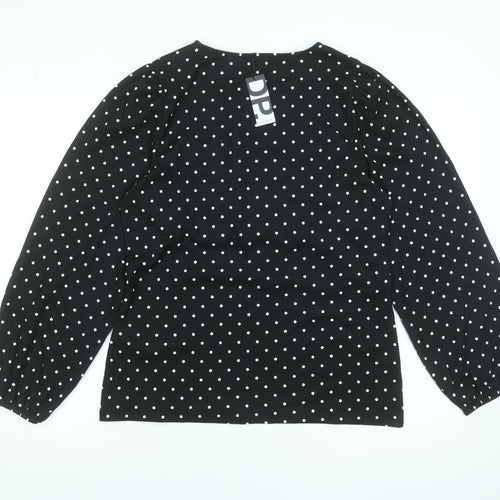 Dorothy Perkins Womens Black Polka Dot Long Sleeve Blouse Size L