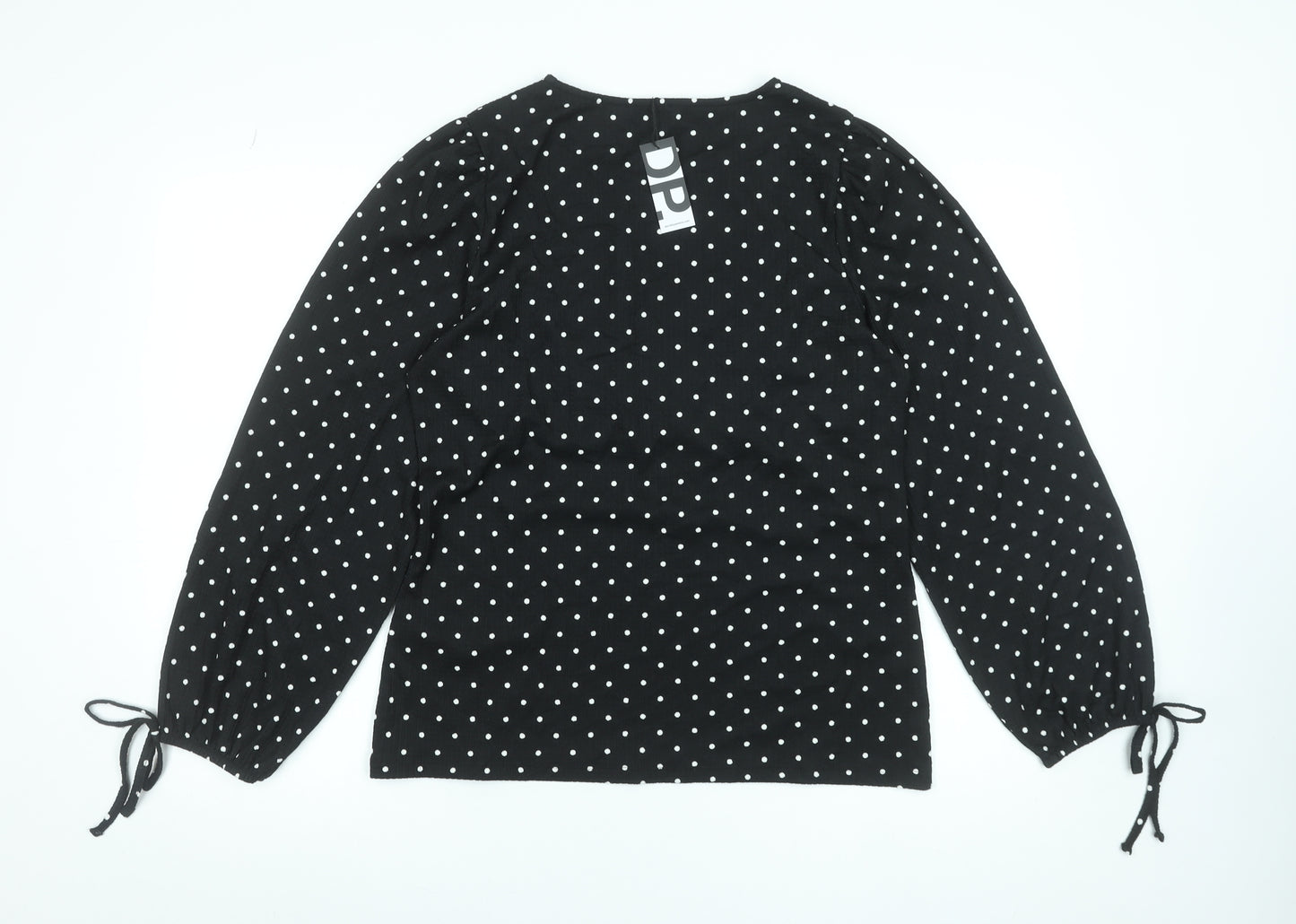 Dorothy Perkins Womens Black Polka Dot Long Sleeve Blouse Size L