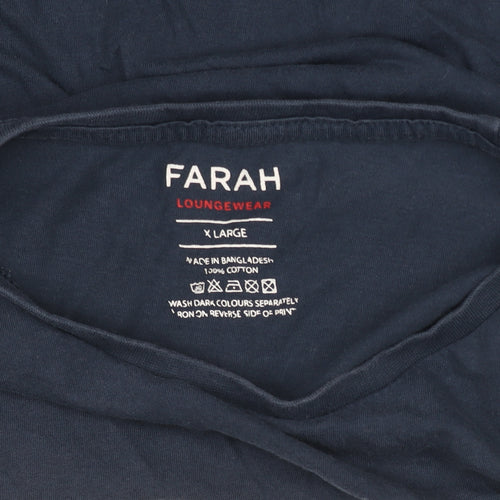 Farah Men’s Blue Cotton Crew Neck Lounge T-Shirt XL