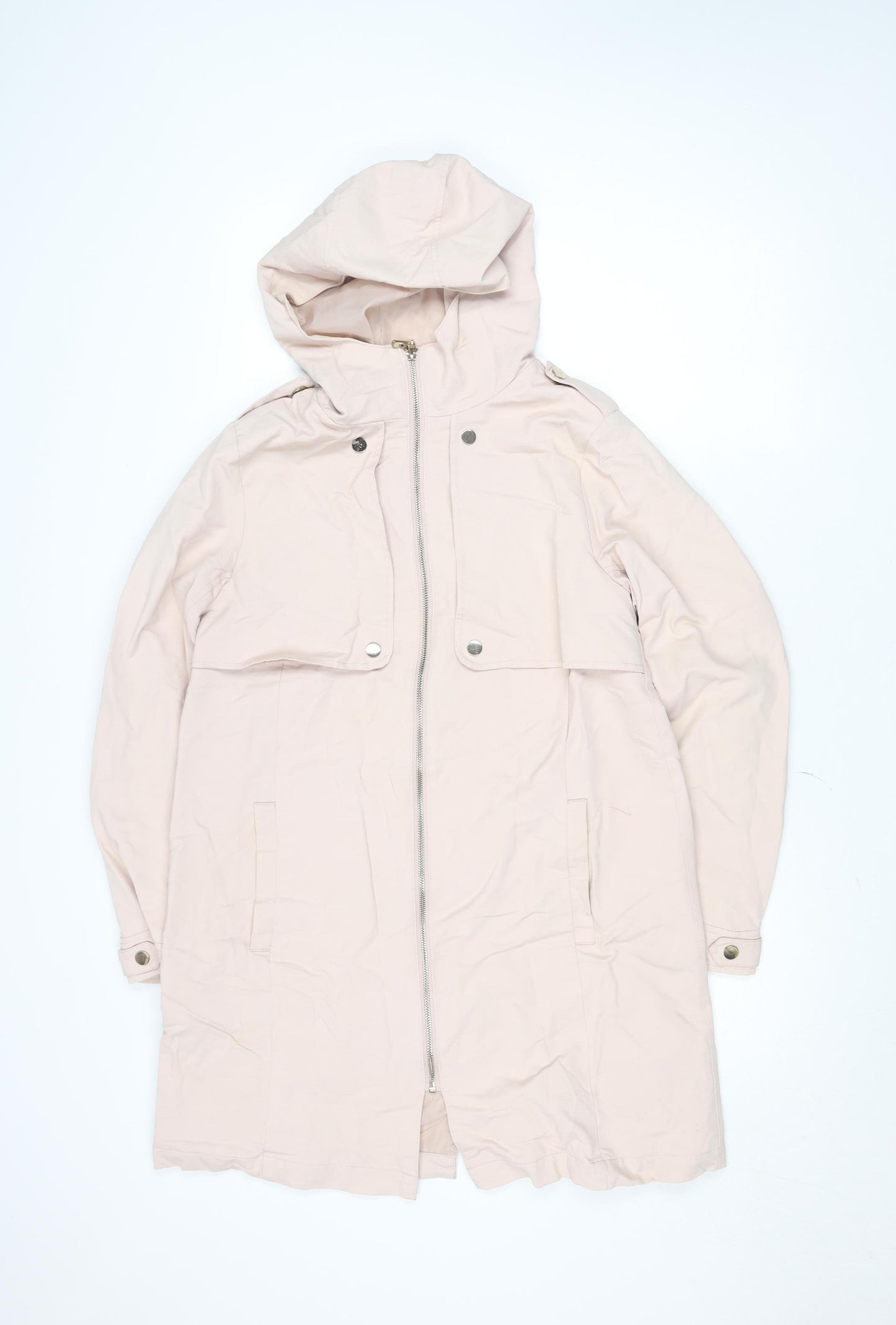 Gallery Women's Beige Hooded Long Parka Coat Size 10