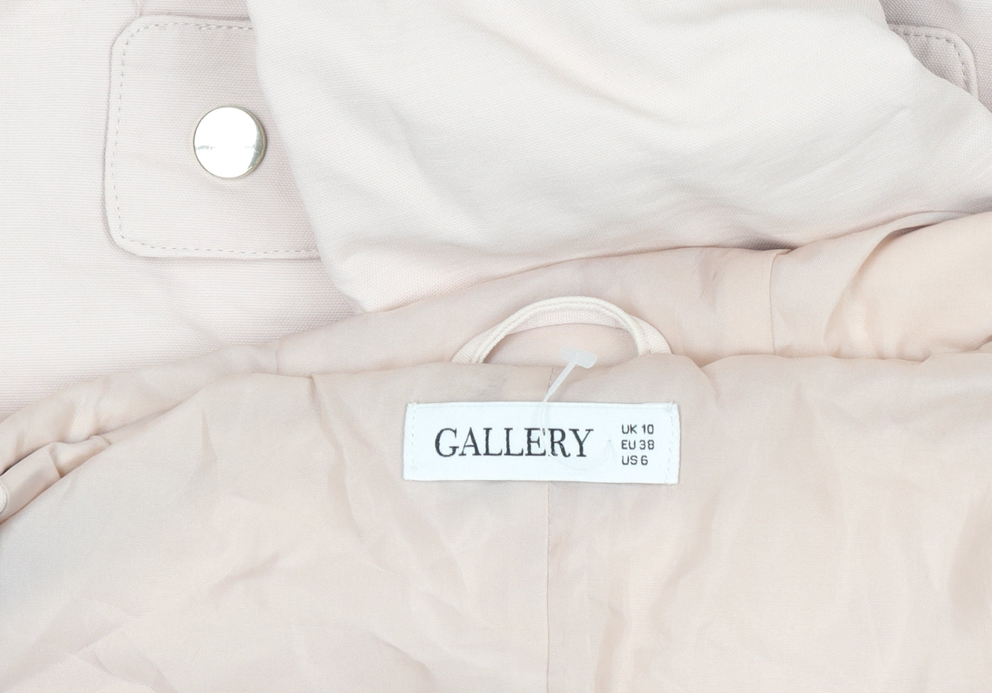 Gallery Women's Beige Hooded Long Parka Coat Size 10