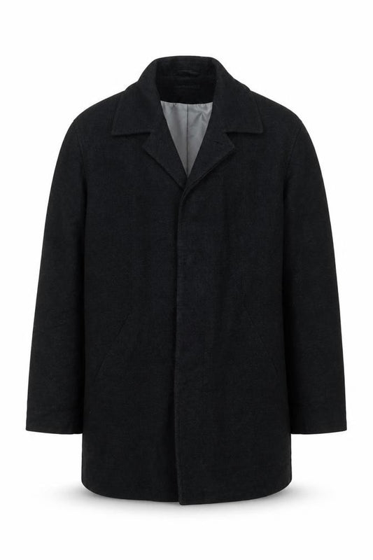Front view of George Men's Grey L Cotton Blend Mid-Length Overcoat, size L