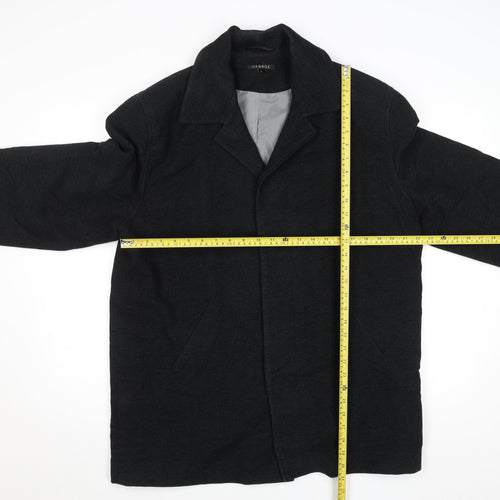 George Men's Grey L Cotton Blend Mid-Length Overcoat Size L