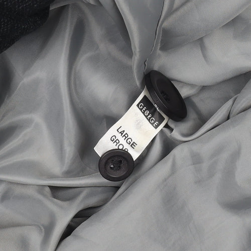 George Men's Grey L Cotton Blend Mid-Length Overcoat Size L