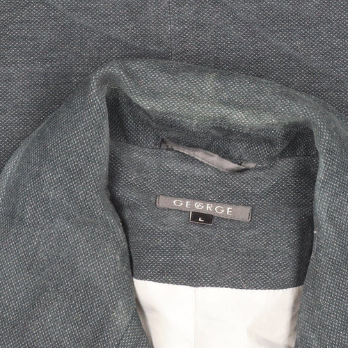 George Men's Grey L Cotton Blend Mid-Length Overcoat Size L