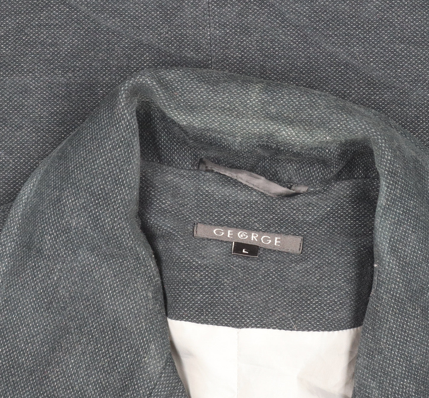 George Men's Grey L Cotton Blend Mid-Length Overcoat Size L