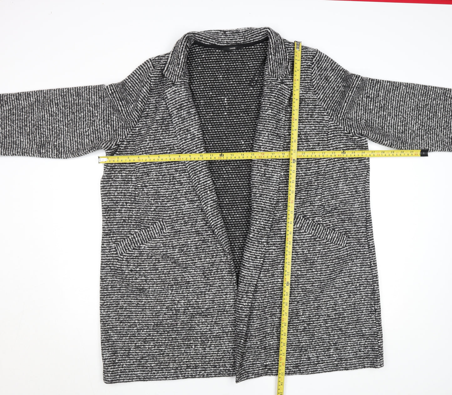 George Women’s Grey Striped Collared Long Sleeve Knit Cardigan XL