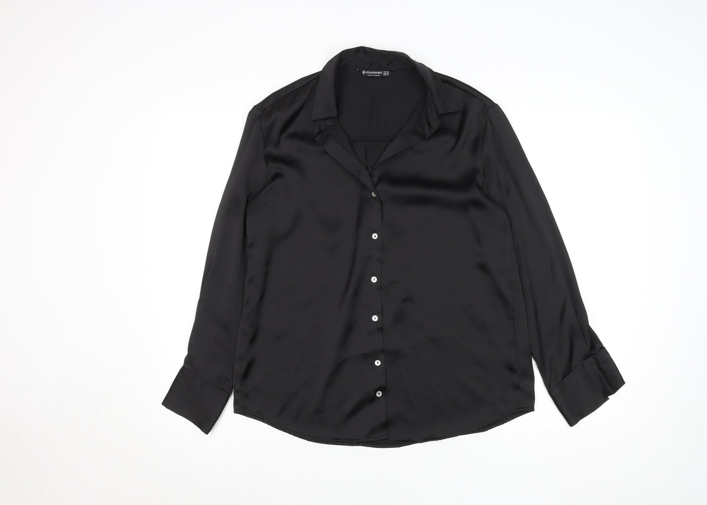 Stradivarius Women's Black XS Satin Button-Up Shirt