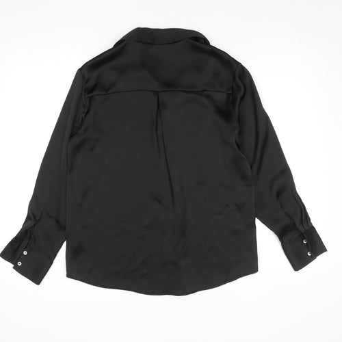 Stradivarius Women's Black XS Satin Button-Up Shirt