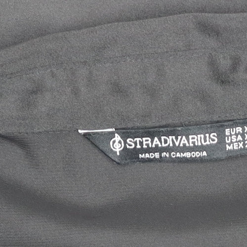 Stradivarius Women's Black XS Satin Button-Up Shirt