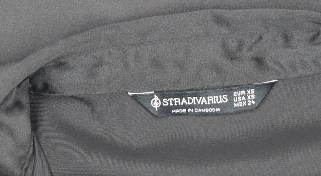 Stradivarius Women's Black XS Satin Button-Up Shirt
