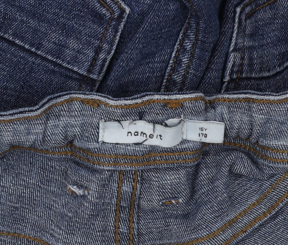 Name It Girls Blue Straight Leg Denim Jeans Size 16 Years Adjustable Waist
