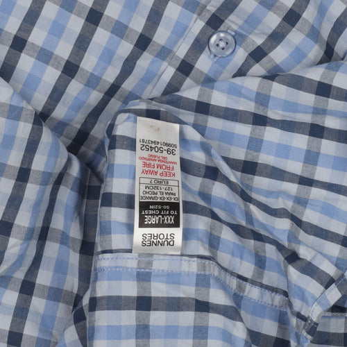 Dunnes Stores Men's Blue Check Regular Fit Long Sleeve 3XL Shirt