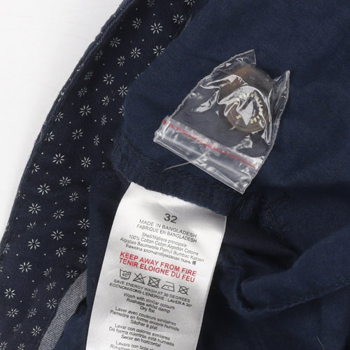 Broken Standard Men Blue Geometric Cotton Chino Shorts Size 32