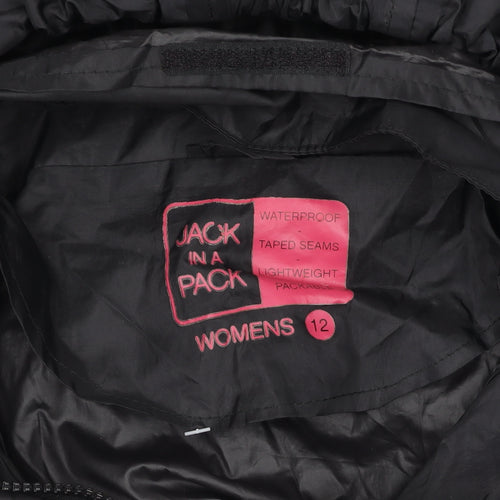 Jack In A Pack Womens Black Size 12 Waterproof Hooded Rain Jacket