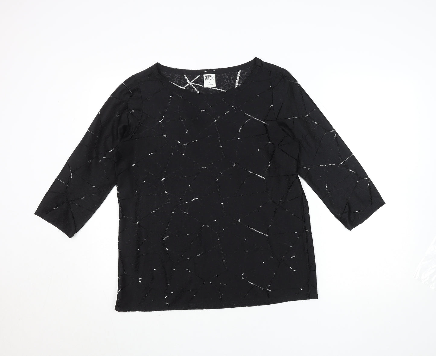 Vero Moda Women's Black 3/4 Sleeve Knit Tunic Blouse L