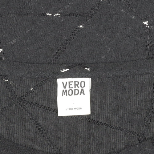Vero Moda Women's Black 3/4 Sleeve Knit Tunic Blouse L