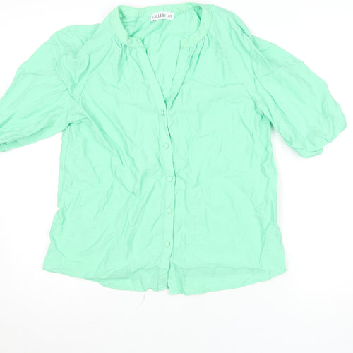Gallery Women’s Green Button-Up 3/4 Sleeve Viscose Shirt UK 10