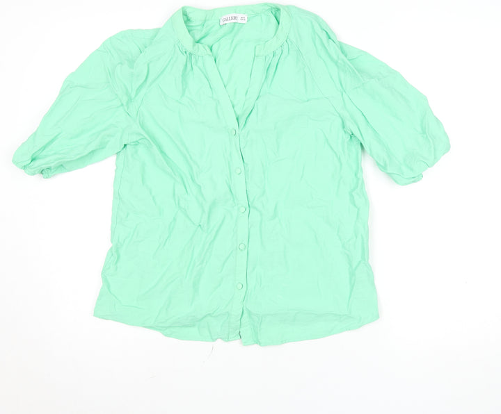 Gallery Women’s Green Button-Up 3/4 Sleeve Viscose Shirt UK 10