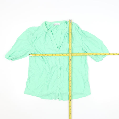 Gallery Women’s Green Button-Up 3/4 Sleeve Viscose Shirt UK 10