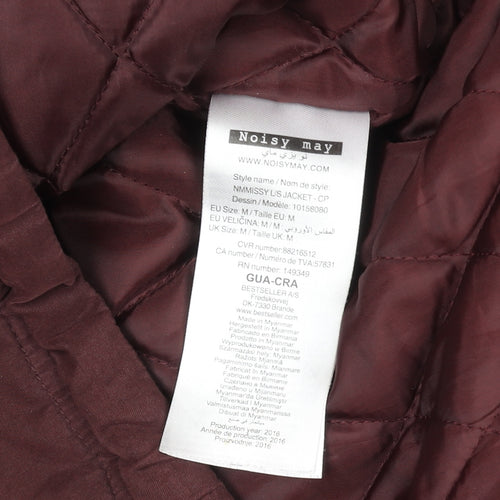 Noisy May Women’s Brown Hooded Parka Jacket M Lined Drawstring Zip Casual