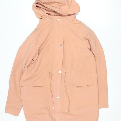 Vila Women’s Pink Hooded Parka Coat XS Long Sleeve Drawstring