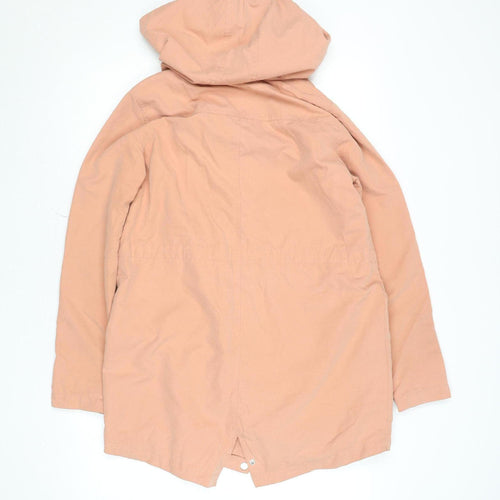 Vila Women’s Pink Hooded Parka Coat XS Long Sleeve Drawstring