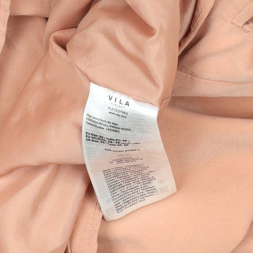 Vila Women’s Pink Hooded Parka Coat XS Long Sleeve Drawstring