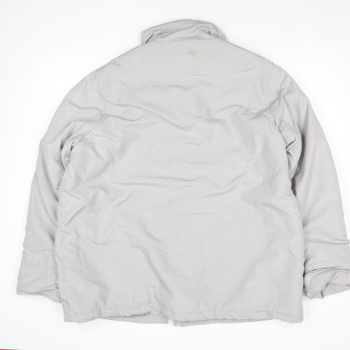 Women's Grey Puffer Coat Lined Zip Button Mid-Length Jacket L
