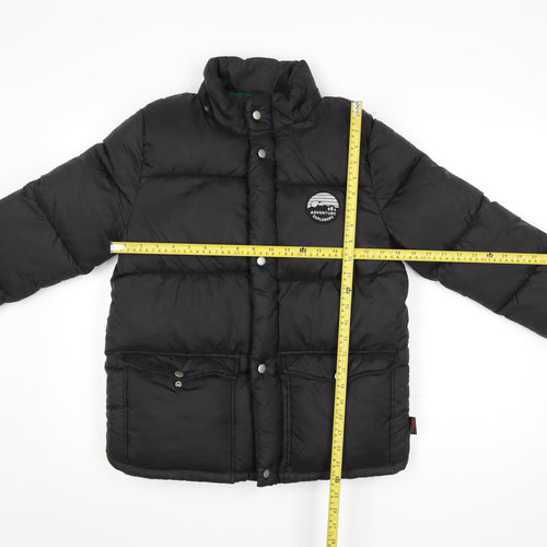 H&M Boys Black 11 Years Puffer Jacket Winter Coat Adventure Logo