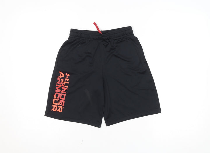 Under Armour Boys Black Medium Athletic Shorts Loose Fit with Drawstring