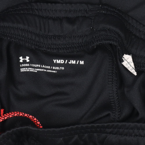 Under Armour Boys Black Medium Athletic Shorts Loose Fit with Drawstring