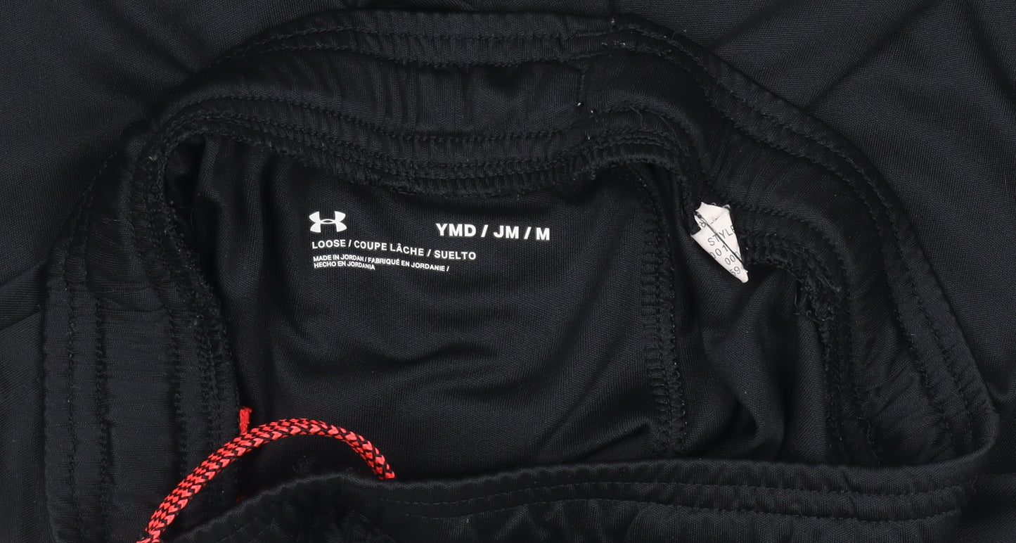 Under Armour Boys Black Medium Athletic Shorts Loose Fit with Drawstring