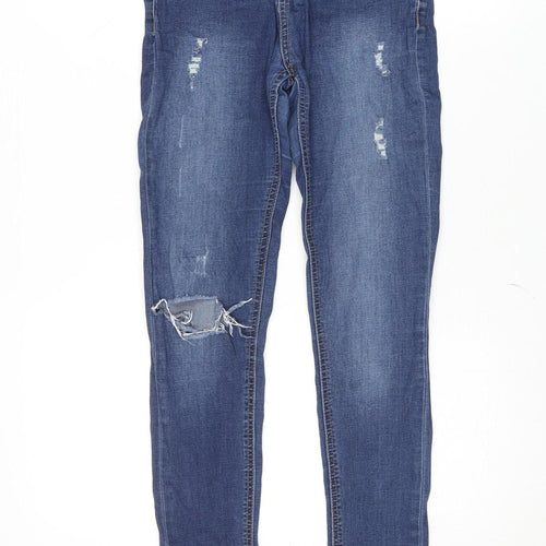 Denim Co. Women’s Blue Mid Rise Skinny Distressed Jeans Size 8