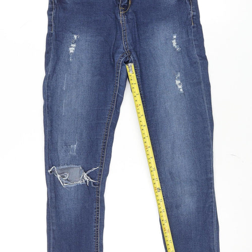 Denim Co. Women’s Blue Mid Rise Skinny Distressed Jeans Size 8