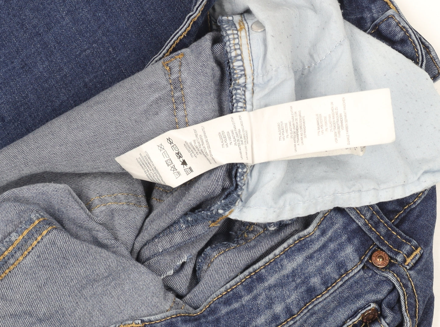 Denim Co. Women’s Blue Mid Rise Skinny Distressed Jeans Size 8