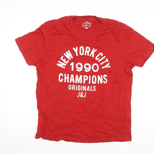 Jack & Jones Mens Red XL Graphic Print Crew Neck T-Shirt