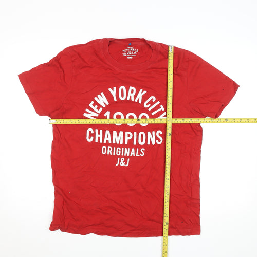 Jack & Jones Mens Red XL Graphic Print Crew Neck T-Shirt
