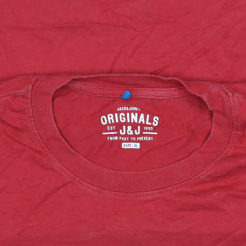 Jack & Jones Mens Red XL Graphic Print Crew Neck T-Shirt