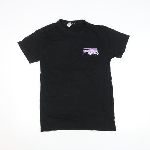 SHOK Womens Black Graphic Cotton T-Shirt Size M City Street Style