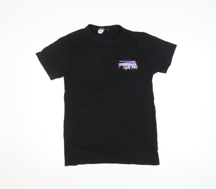 SHOK Womens Black Graphic Cotton T-Shirt Size M City Street Style