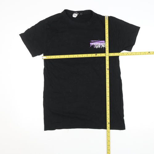 SHOK Womens Black Graphic Cotton T-Shirt Size M City Street Style