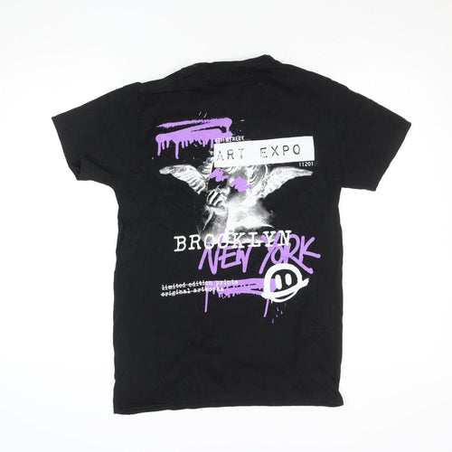 SHOK Womens Black Graphic Cotton T-Shirt Size M City Street Style