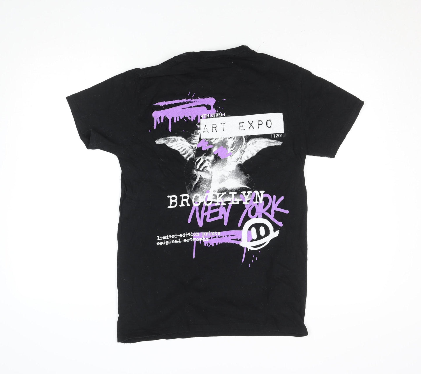 SHOK Womens Black Graphic Cotton T-Shirt Size M City Street Style