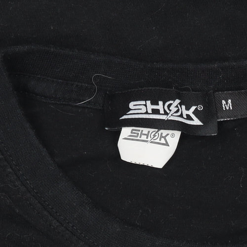 SHOK Womens Black Graphic Cotton T-Shirt Size M City Street Style