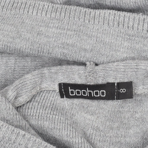 Boohoo Women Grey Knit Hoodie Size 8 Pullover Casual Jumper