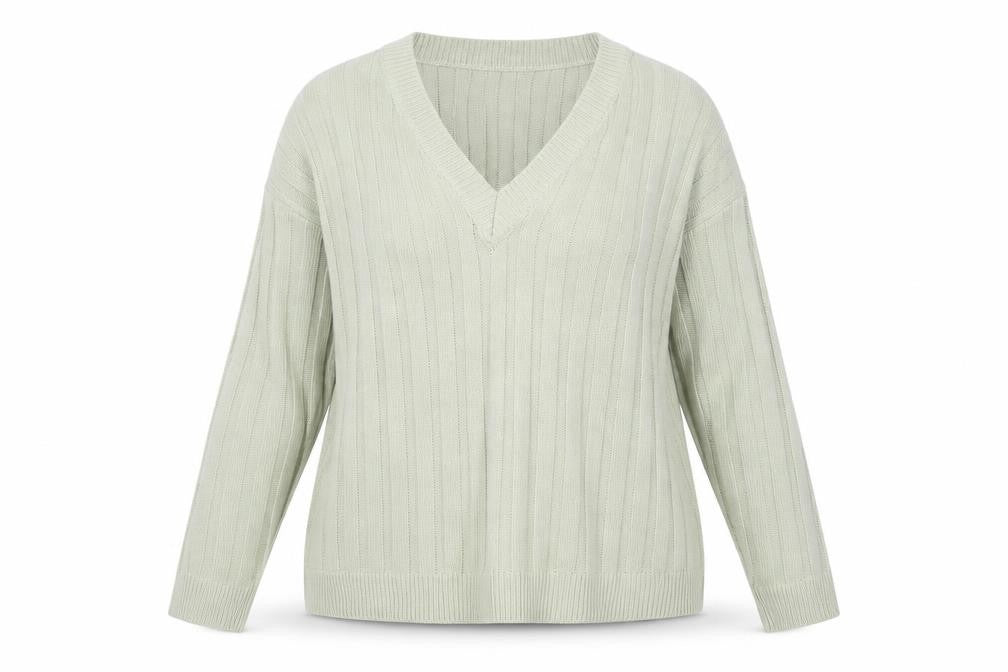 Brave Soul Women’s Green V-Neck Long Sleeve Acrylic Jumper Size 14
