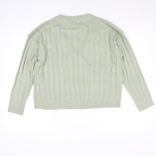 Brave Soul Women’s Green V-Neck Long Sleeve Acrylic Jumper Size 14