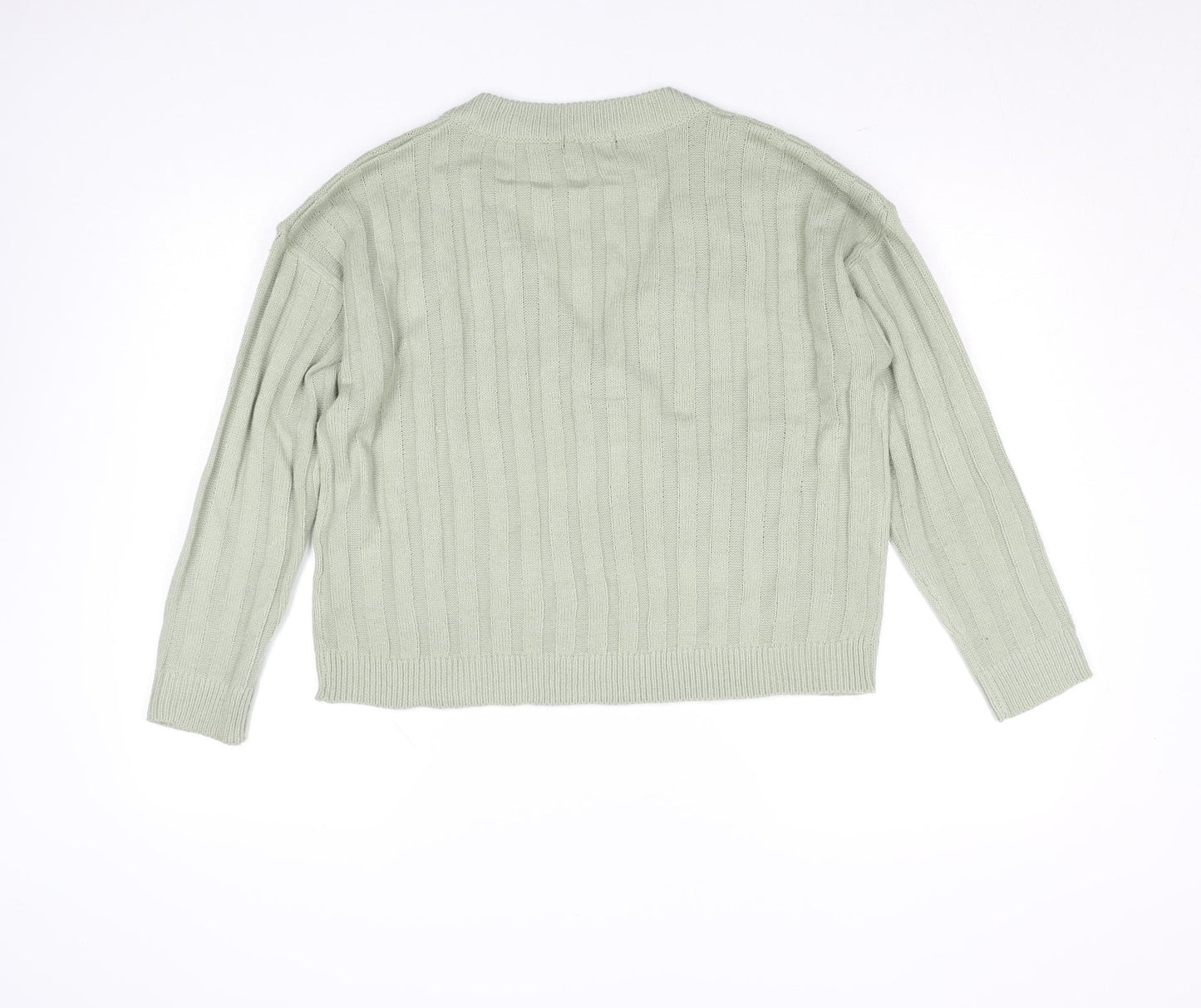 Brave Soul Women’s Green V-Neck Long Sleeve Acrylic Jumper Size 14