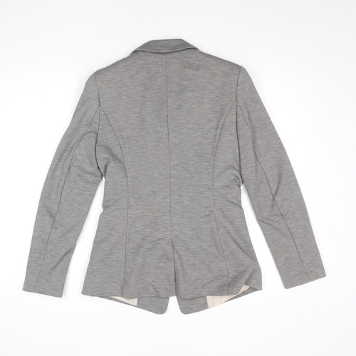 H&M Women Grey Size 8 Single-Breasted Blazer Polyester Viscose Stretch